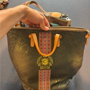 Consuela Olive Green Tote with Multicolor Strap